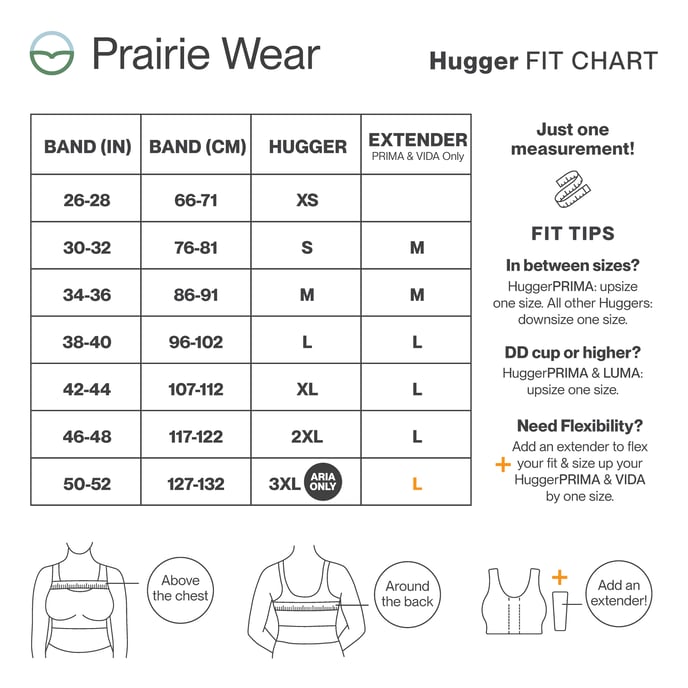 Fit Chart - Prairie Wear - All Hugger Styles - June 2025
