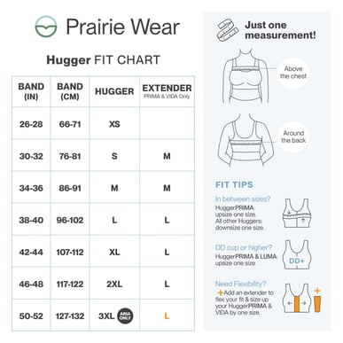 Fit Chart - Prairie Wear - All Hugger Styles - 2026